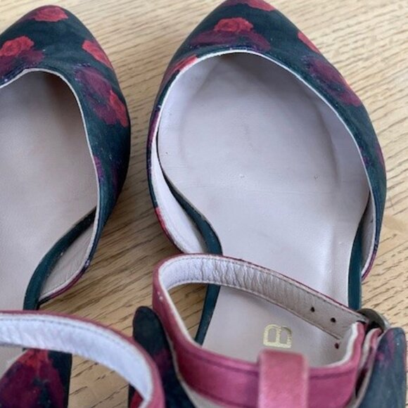 CLEO B FLATS Leather and Fabric Shoes with Ankle Strap, SIZE 38, Barely Worn - Picture 6 of 12